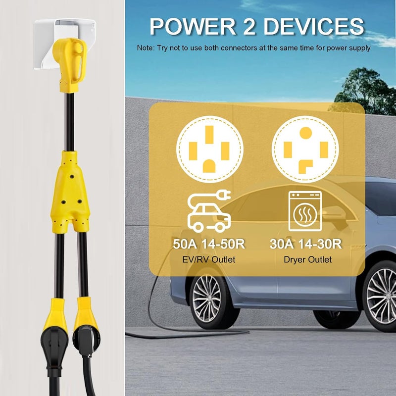 Suplevel 30 Amp Dryer Y Splitter to RV/EV, NEMA 14-30P to 14-50R/14-30R Splitter Power Adapter Cord, Dryer 4-Prong 30 AMP Y Adapter Cable for EV Charging at Dryer Outlet, STW 10 AWG, 3 FT, ETL Listed - Image 3